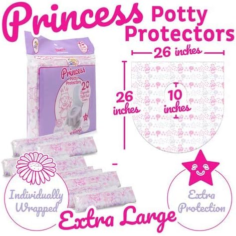 Disposable Toilet Seat Cover for Kids, 40 Pk Individually Wrapped XL | Princess disposable potty liners for toddlers, Waterproof and Extra Large, Potty training essentials for travel
