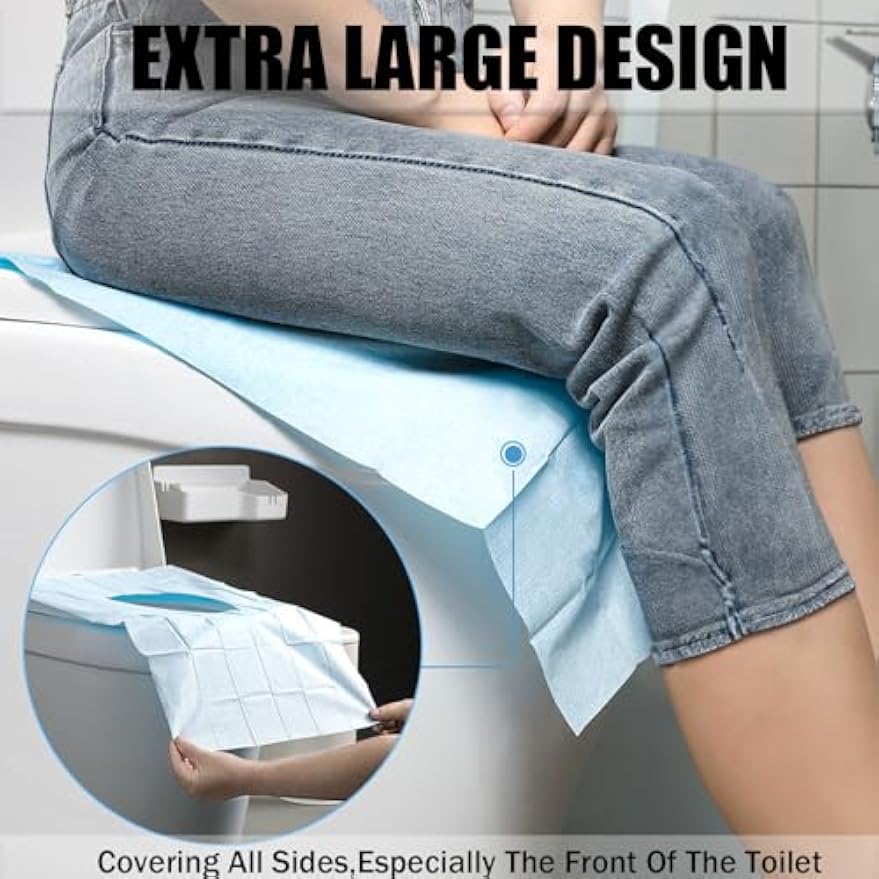 Rgqphantom 50 Pack Toilet Seat Covers Disposable 16x24 Inch XL (50, Blue) | Portable Toilet Liners Travel Seat Cover for Outdoors,Hotel, Hospital, Travel, Public Toilet Seat Cover
