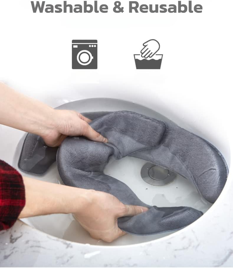 Thick Warm Cushioned Toilet Seat Cover | Stick-On Washable Reusable Toilet Memory Foam Cushion Pad for Elongated Toilets