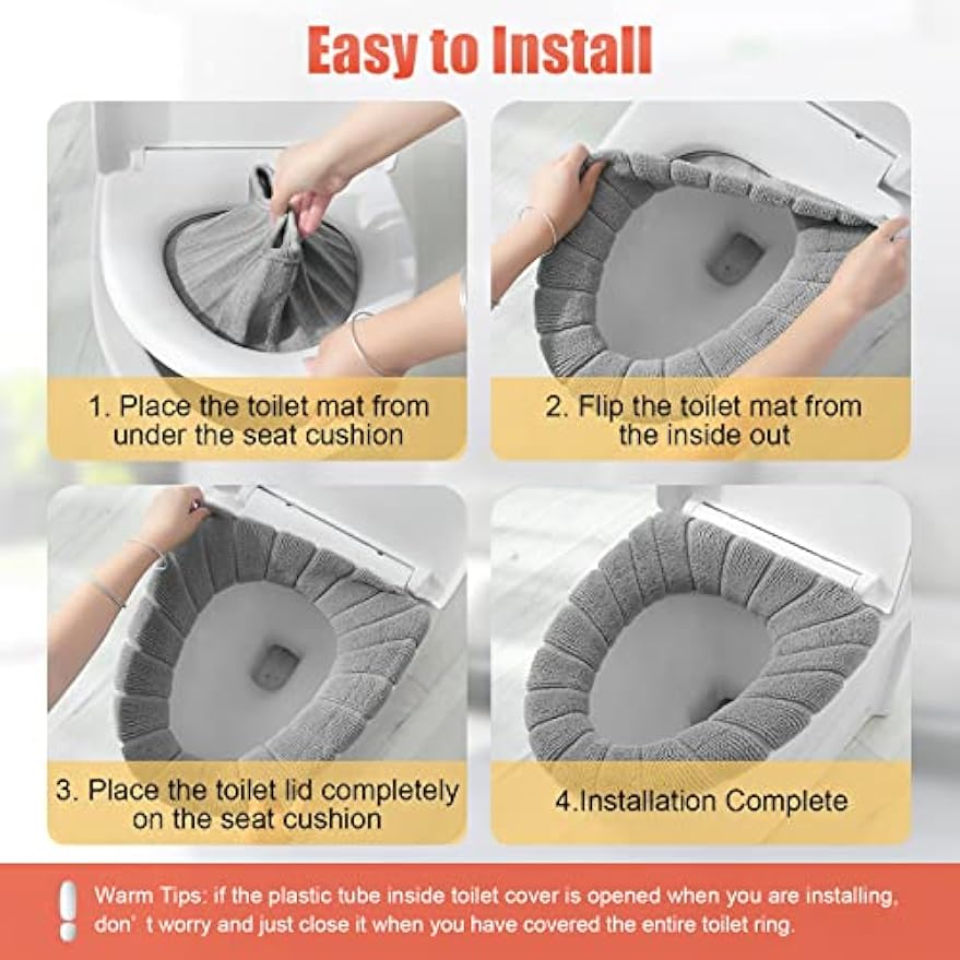Legigo 5 Pack Toilet Seat Cover, Soft Toilet Seat Warmer Pads for Bathroom | Warmth, Comfort & Easy to Install, Toilet Seat Cushion Covers, Washable and Stretchable (Pumpkin Modelling)