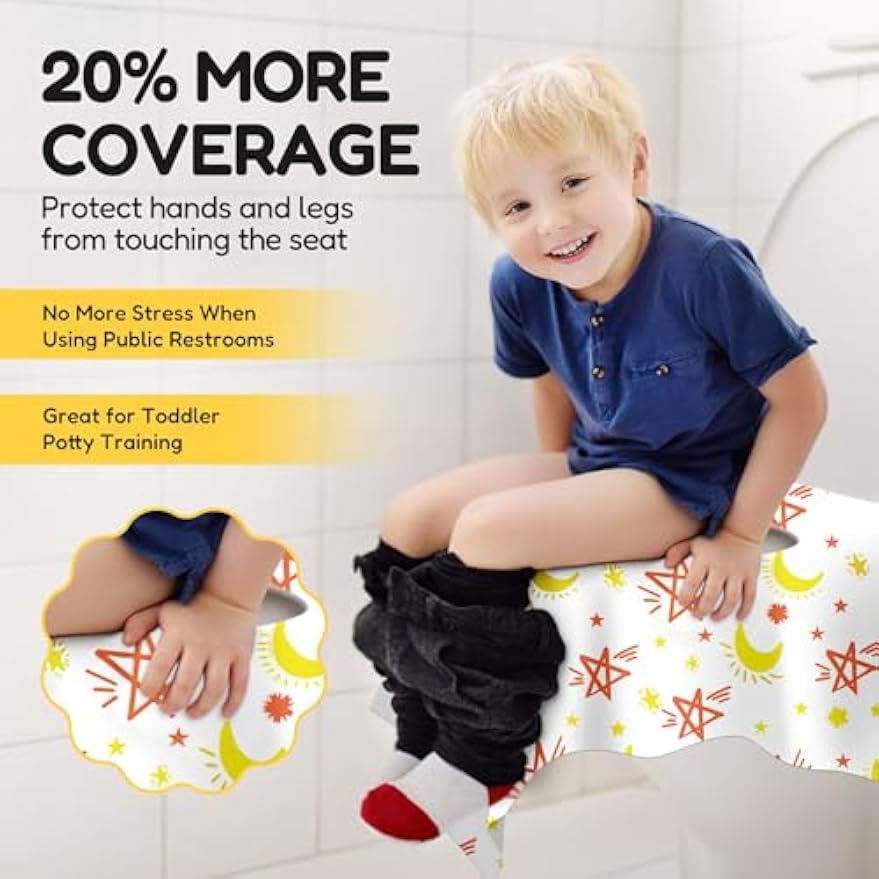 20 Pack Toilet Seat Covers for Kids Travel, Disposable | Extra Large, Waterproof, Individually Wrapped, Portable Travel Pack for Toddlers Potty Training, Public Restroom, Airplane