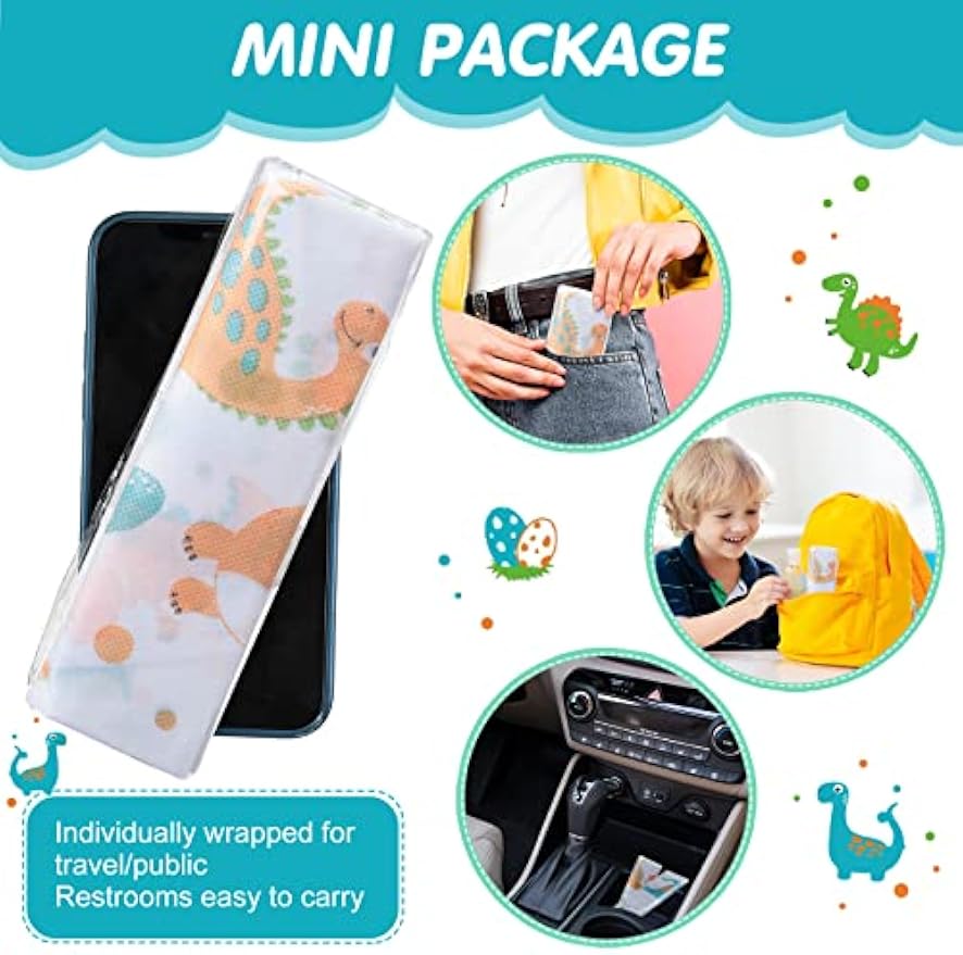 50 Packs Extra Large Disposable Toilet Seat Covers for Kids Adult, Dinosaur | Individually Wrapped, Portable, Non Slip Waterproof, Potty Seat Covers for Toddlers, Potty Training, Travel