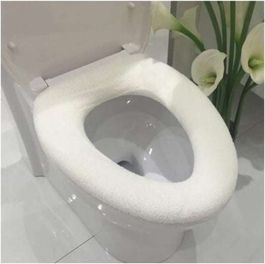 Comfortable Soft Multicolor Bathroom Toilet Set Thickening Washable Toilet Seats Cover Toilet Mat Winter Warm O Ring Potty Sets (Color : White)