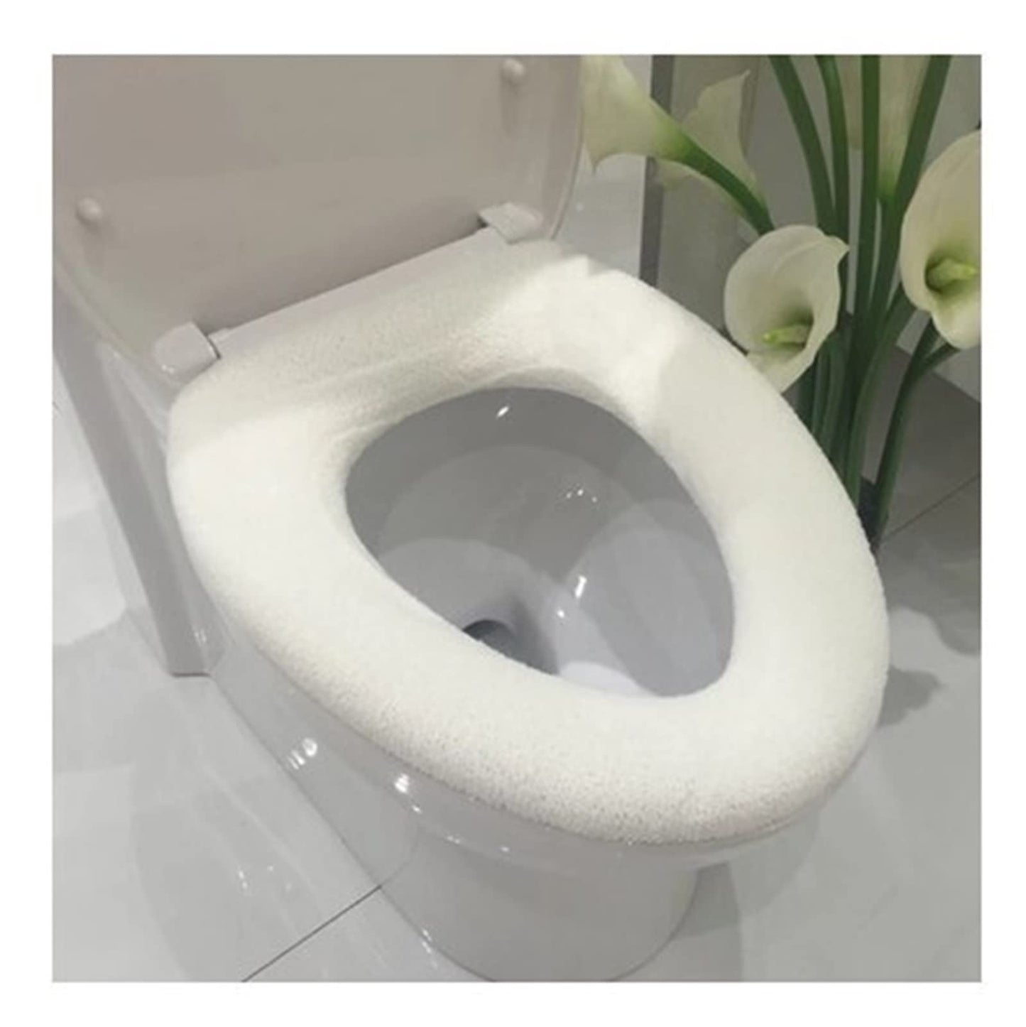 Comfortable Soft Multicolor Bathroom Toilet Set Thickening Washable Toilet Seats Cover Toilet Mat Winter Warm O Ring Potty Sets (Color : White)