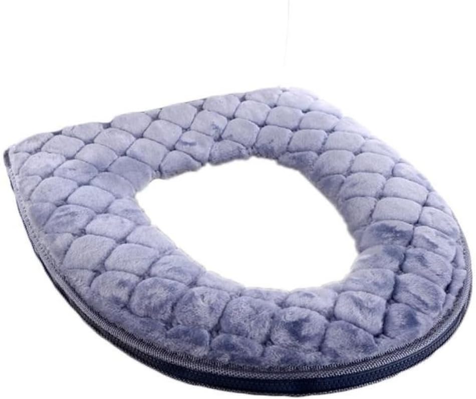 Soft Toilet Seat Cushion Washable and Comfortable Toilet Seat Cover Pads Reusable Thicker Warmer Cover Pads with Zipper (Grey)
