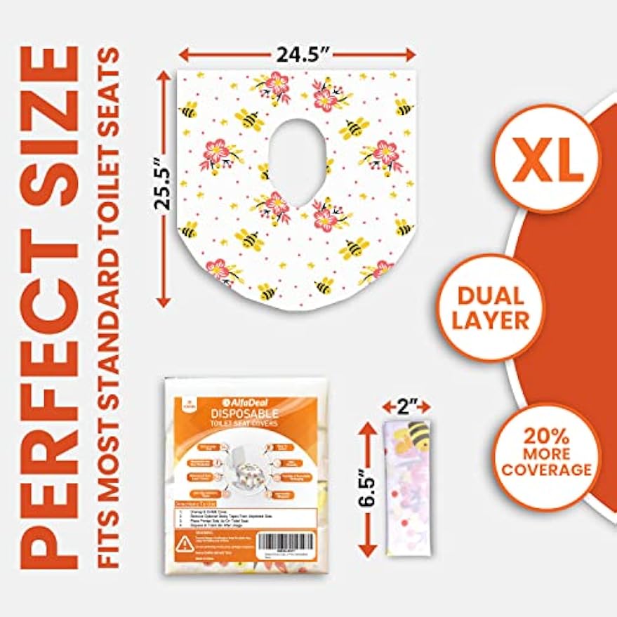 20 XL Toilet Seat Covers Disposable, Kids & Adults Travel Pack | Individually Wrapped, Waterproof, Potty Training, Toddler Liners, Travel Use