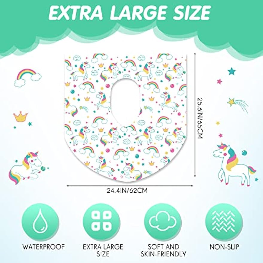 50 Packs Extra Large Disposable Toilet Seat Covers for Kids Adult, Unicorn | Individually Wrapped, Portable, Non Slip Waterproof, Potty Seat Covers for Toddlers, Potty Training, Travel