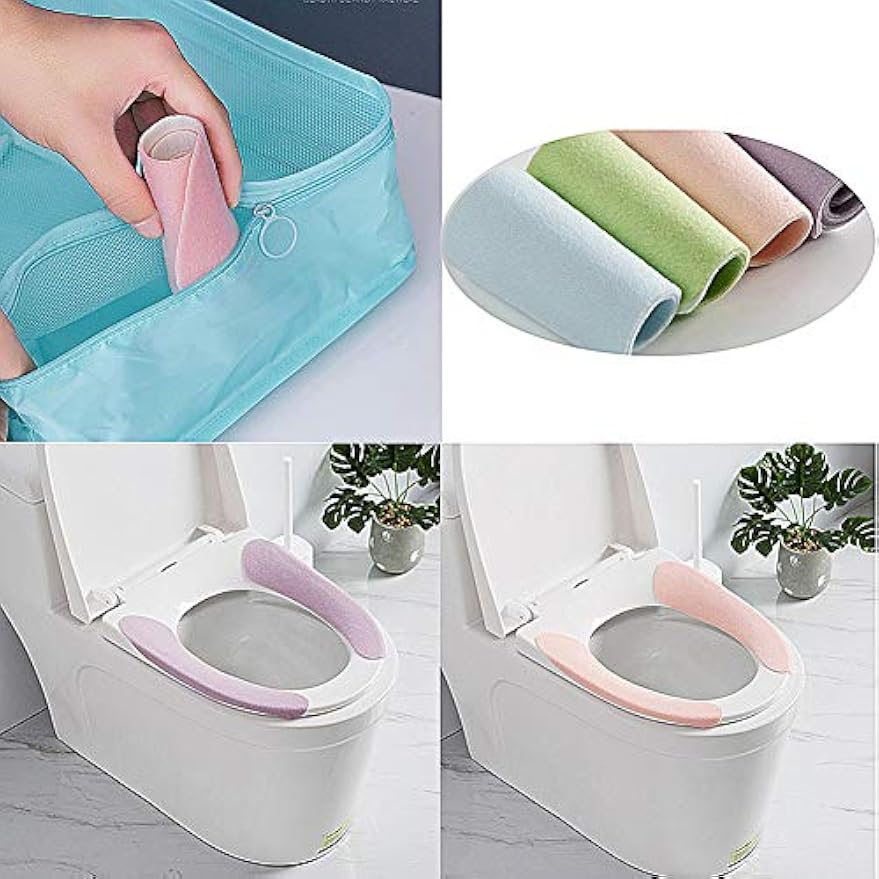 4 Pack Bathroom Warmer Toilet Seat Cover Pads | Washable and Reusable Cushion for Winter