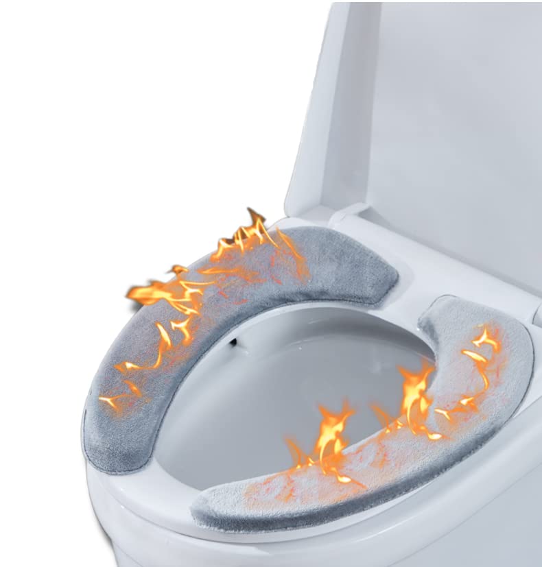 Thick Warm Cushioned Toilet Seat Cover | Stick-On Washable Reusable Toilet Memory Foam Cushion Pad for Elongated Toilets