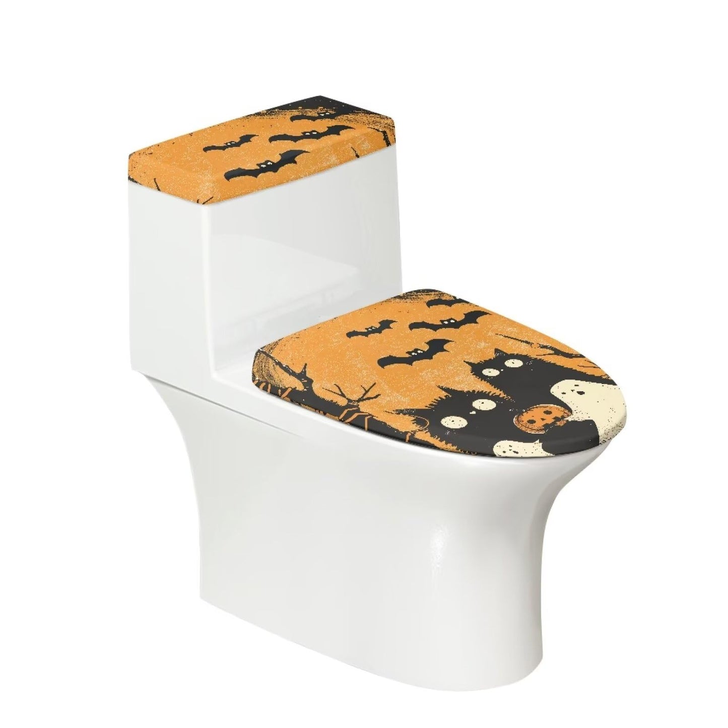 Toilet Lid Covers, Reusable Toilet Seat Covers Removable Toilet Tank Lid Cover for Hotel Home Toilet Keep Toilet Clean(Black Cats)