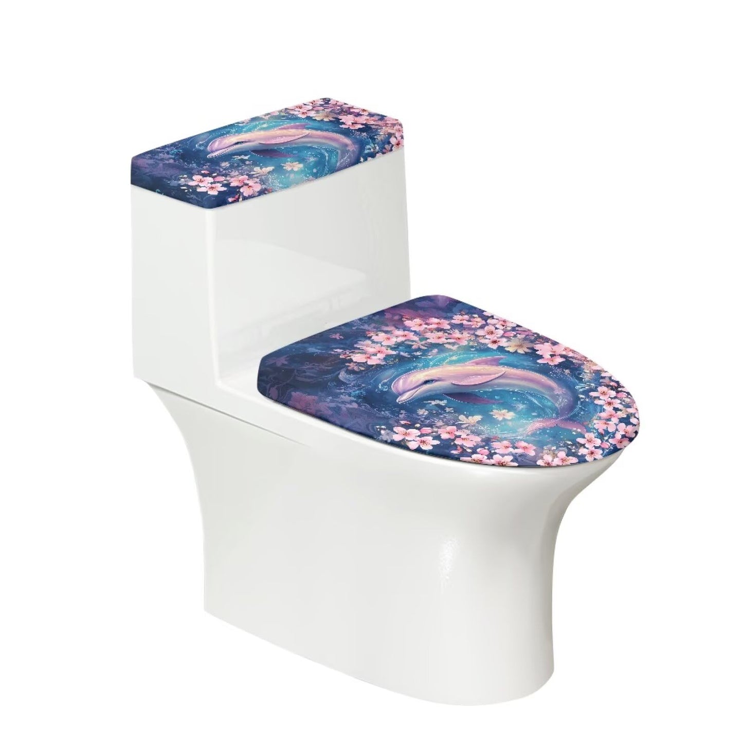 GLENLCWE Green Palm Toilet Cover and Tank Lid Protector,Soft 2-Piece Toilet Cover Cover Set,Durable Protective Cover with Elastic Edge