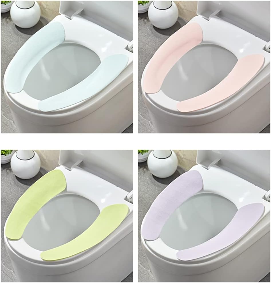 Joyhey 4 Set Bathroom Warmer Toilet Seat Cover Pads Washable and Reusable Cushion