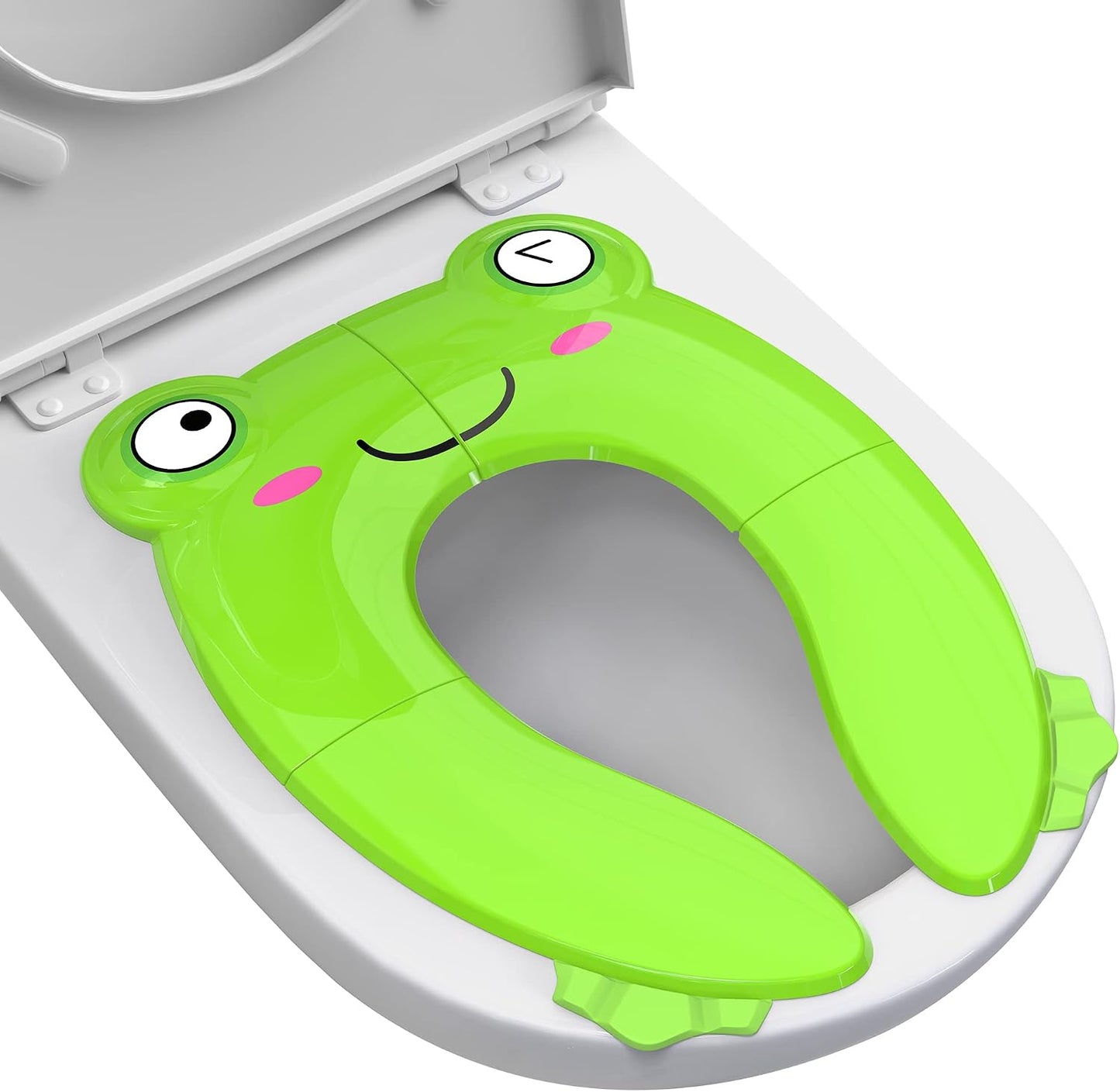 Maliton Foldable Travel Potty Training Seat for Toddlers, Green Frog | Portable Potty Seat for Toddler & Kids, Non-Slip Potty Training Toilet Seat Cover for Boys Girls, Includes Free Travel Bag