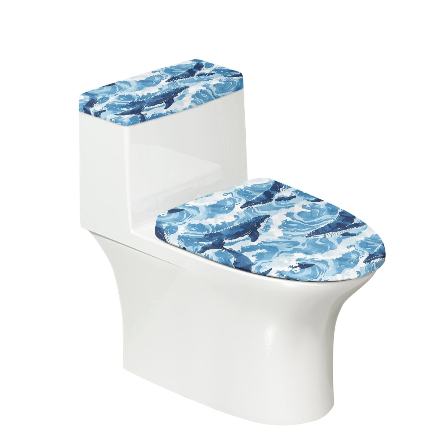 Japanese Fish Set of 2 Toilet Lid and Tank Cover Home Art Orange Pink