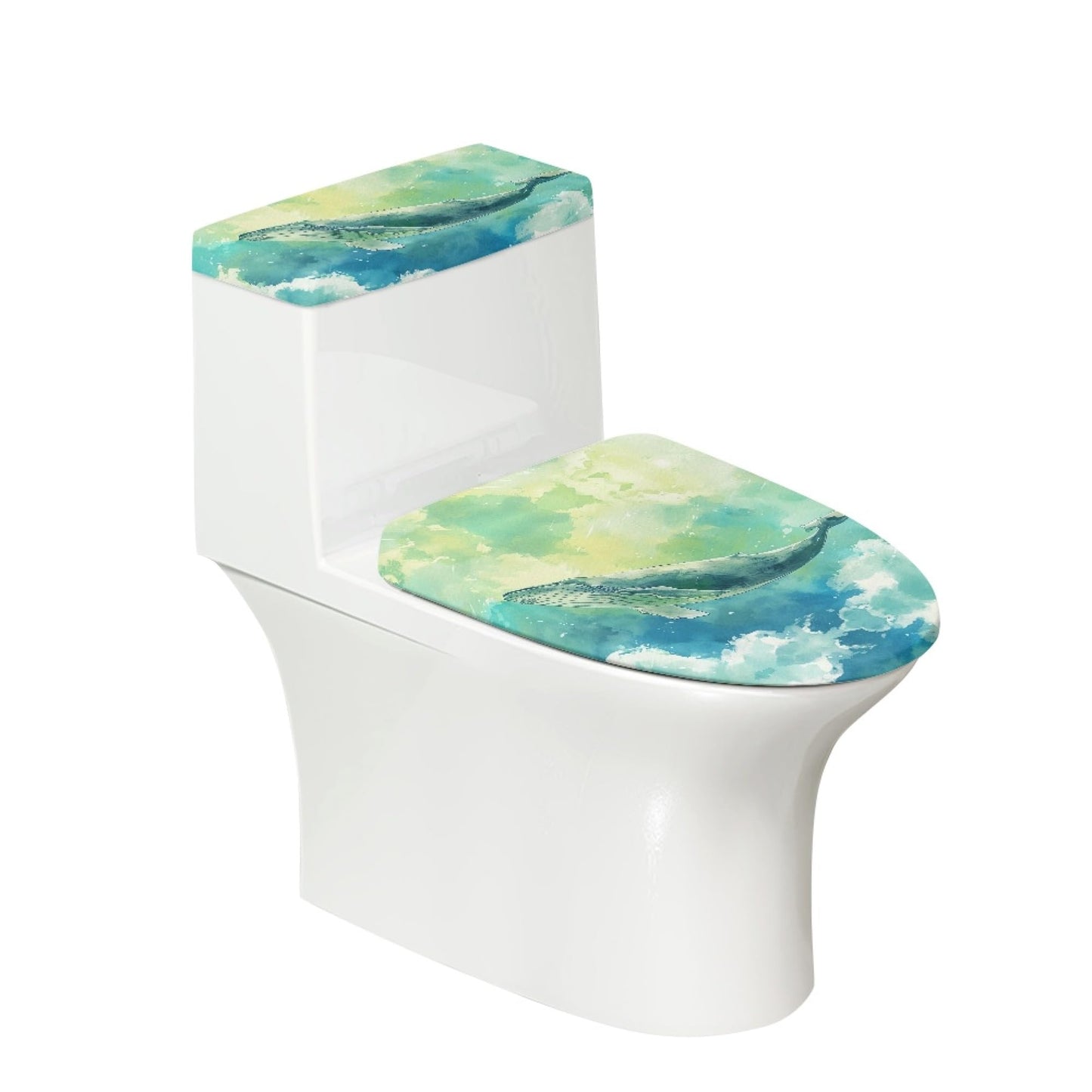 Japanese Fish Set of 2 Toilet Lid and Tank Cover Home Art Orange Pink