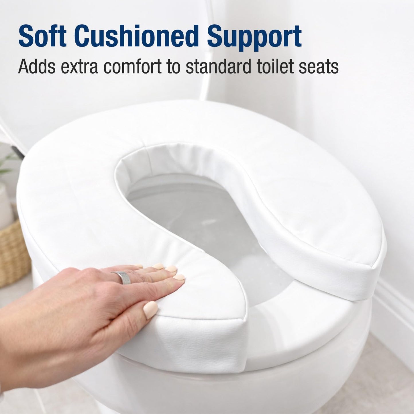 DMI Raised Toilet Seat Toilet, Toilet Seat Riser, Seat Cushion and Toilet Seat Cover to Add Extra Padding to the Toilet Seat while Relieving Pressure, 2 Inch Pad, White