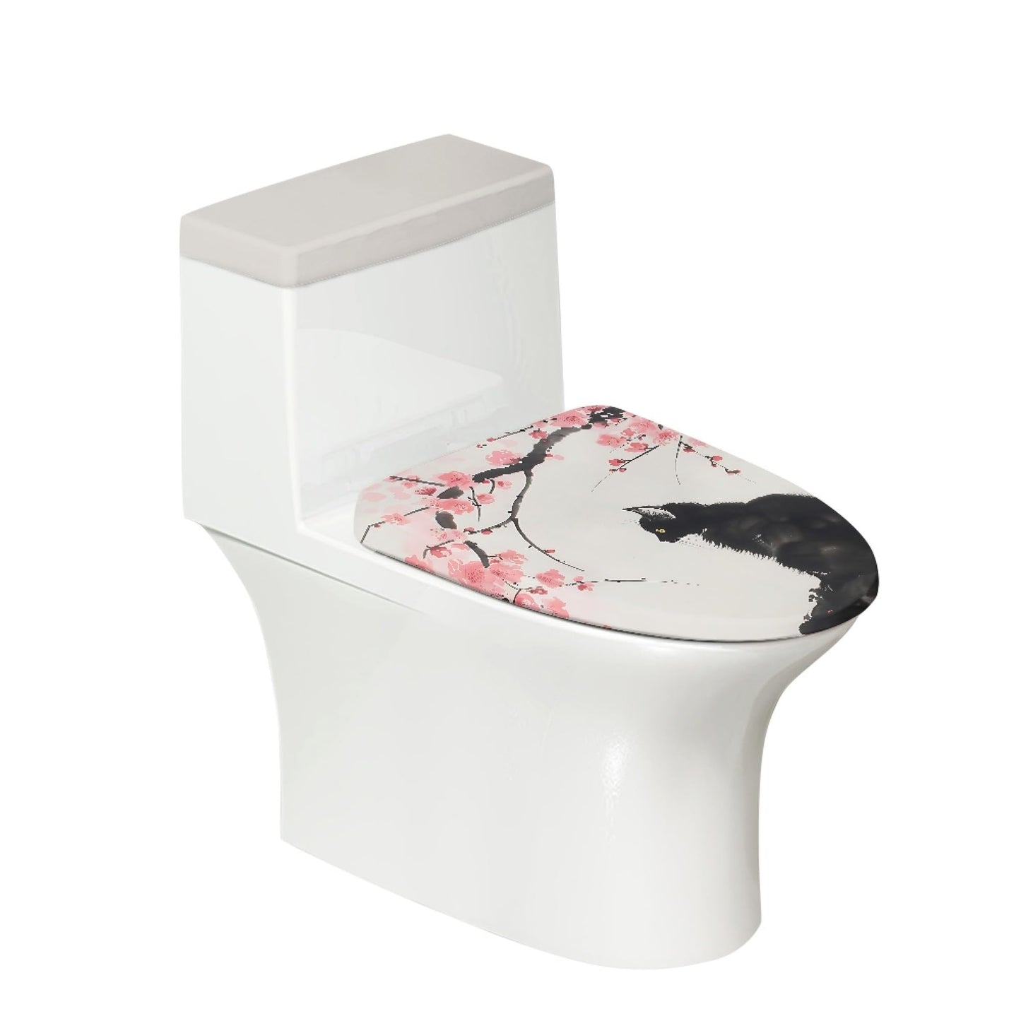 Set of 2 Adorable Cat Toilet Lid Tank Cover Velvet Home blue white