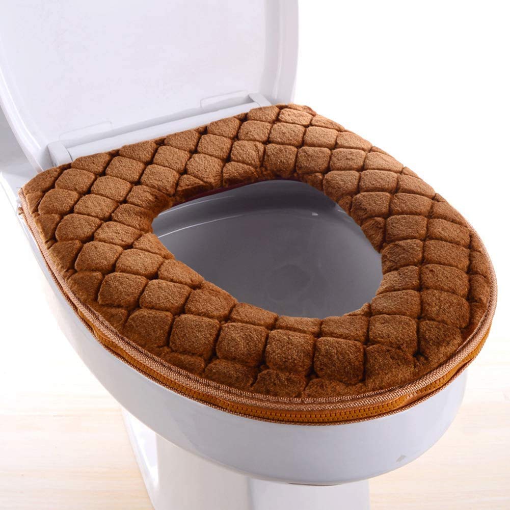 Toilet Seat Cushion - Soft, Thicker, Warmer Washable Covers with Zipper - Home Reusable (Gray)
