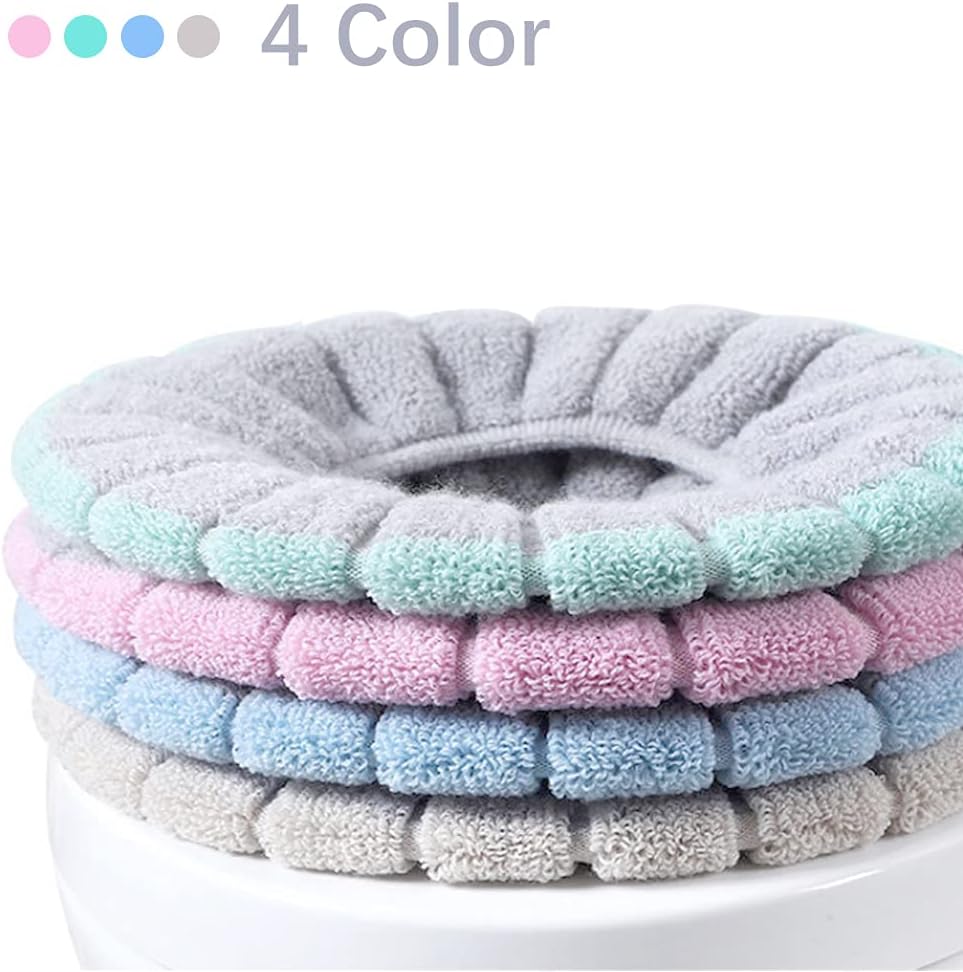 4Pcs Soft Toilet Seat Cover Pads Thicker Warmer Stretchable Washable Cloth Toilet Fits All Oval Toilet Seats