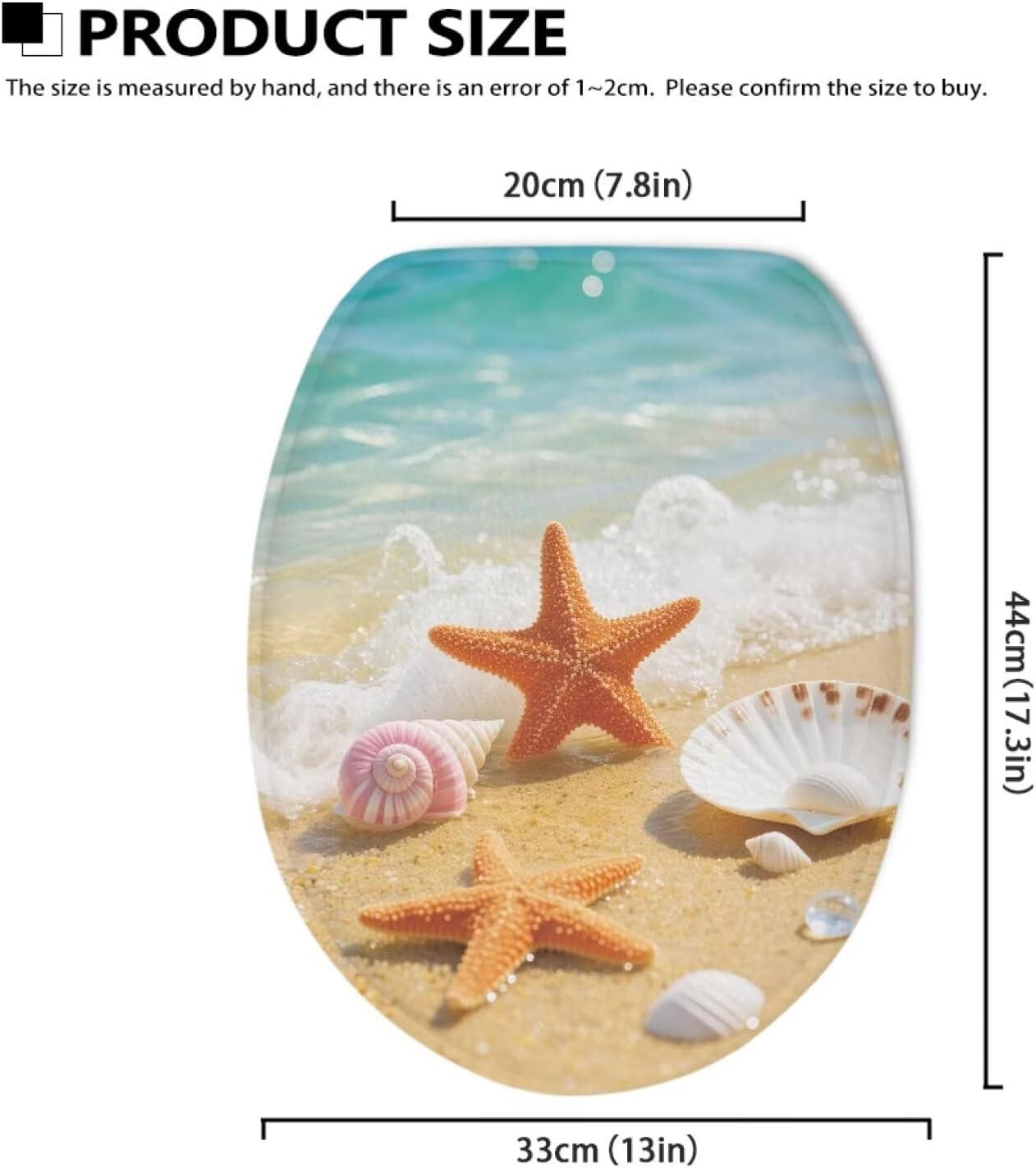 chaqlin Starfish Bathroom Toilet Lid Cover Soft Flannel 17.3''x 13'' Adjustable Toilet Seat Covers Washable Rubber Backing Cover Fits Most Elongated and Oblong Lids
