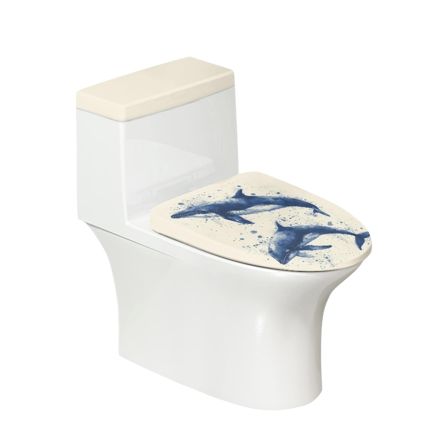 Japanese Fish Set of 2 Toilet Lid and Tank Cover Home Art Orange Pink