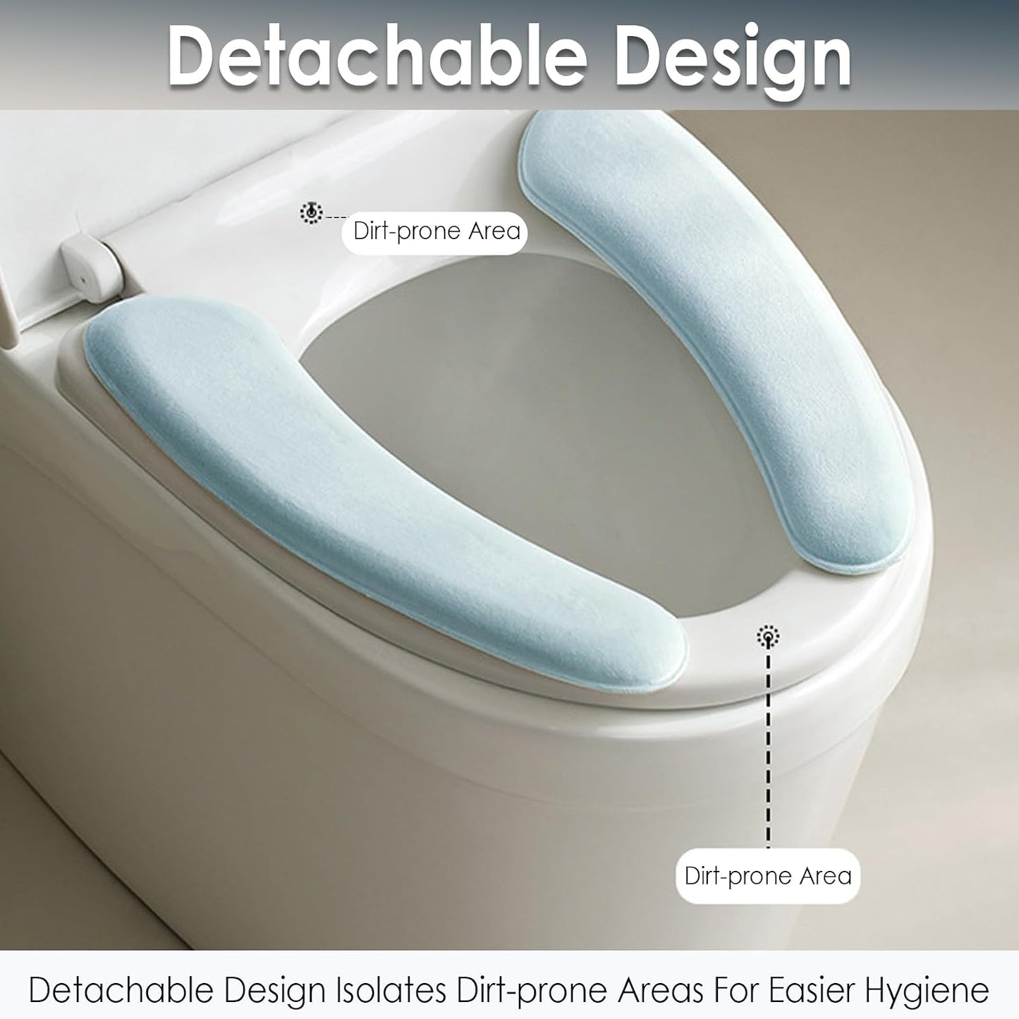 Thick and Elastic Toilet Seat Cover – Washable & Reusable with Double-Sided Hook and Loop Fastener for Easy Attachment – Cushioned Mat with Thick Sponge for Extra Comfort (Blue)