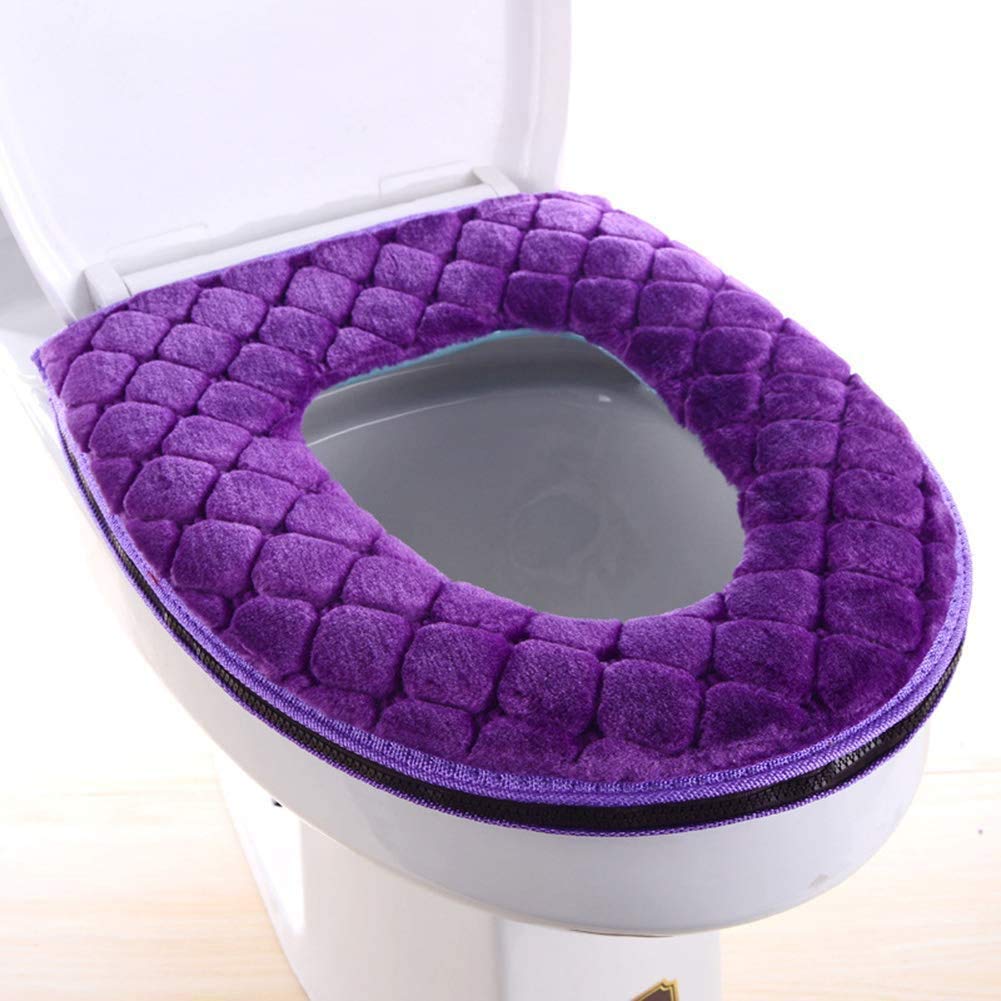 Toilet Seat Cushion - Soft, Thicker, Warmer Washable Covers with Zipper - Home Reusable (Gray)