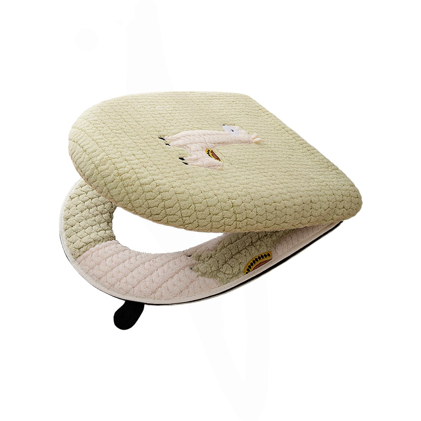 Warm Toilet Seat Cover with Handle for Bathroom (Pink Alpaca) | Thicker Soft Plush Toilet Seat Cover Pad, Easy Installation & Washable