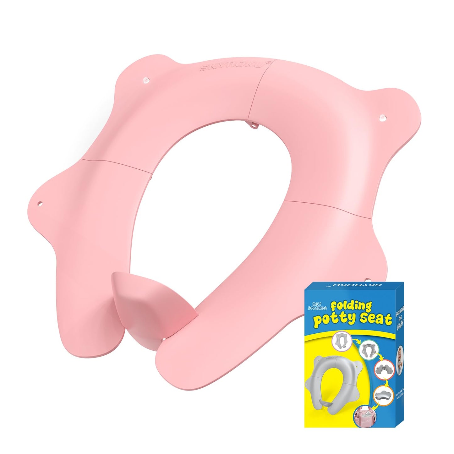 Travel Potty Seat for Toddler, Foldable Portable Potty Seat, BPA-Free Blue | SKYROKU, Fits Round & Oval Toilets, Non-Slip Base, 4 Suction Cups, Splash Guard, Travel Bag Included, Easy-Clean, Lightweight