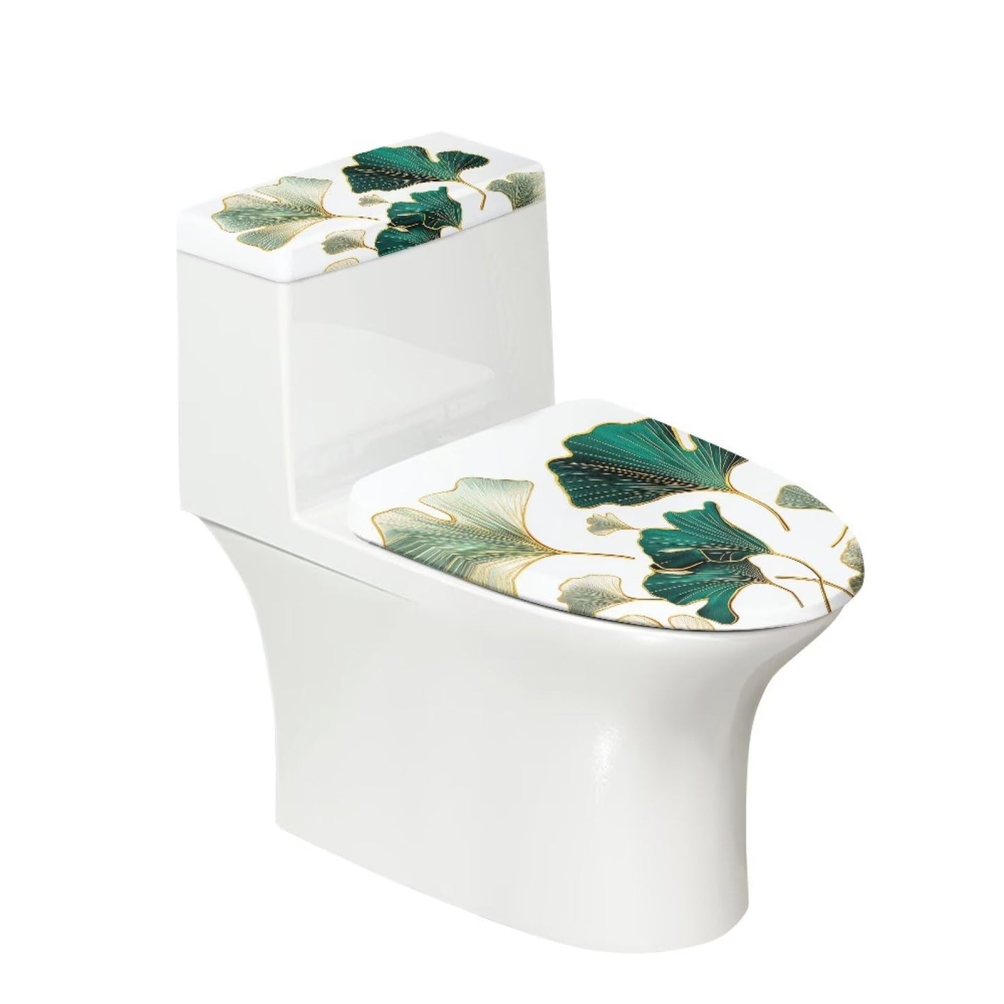 GLENLCWE Green Palm Toilet Cover and Tank Lid Protector,Soft 2-Piece Toilet Cover Cover Set,Durable Protective Cover with Elastic Edge