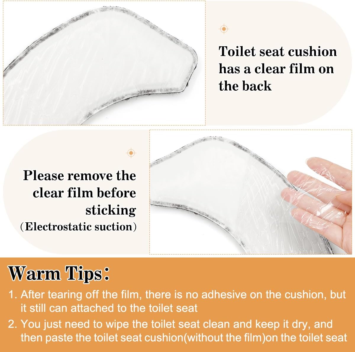 2 Sets Toilet Seat Cover, HADEEONG Bathroom Toilet Seat Cushion Soft Plush Thicker Toilet Seat Warmer with Memory Foam Self-Adhesive Washable Toilet Seat Lid Cover Pads