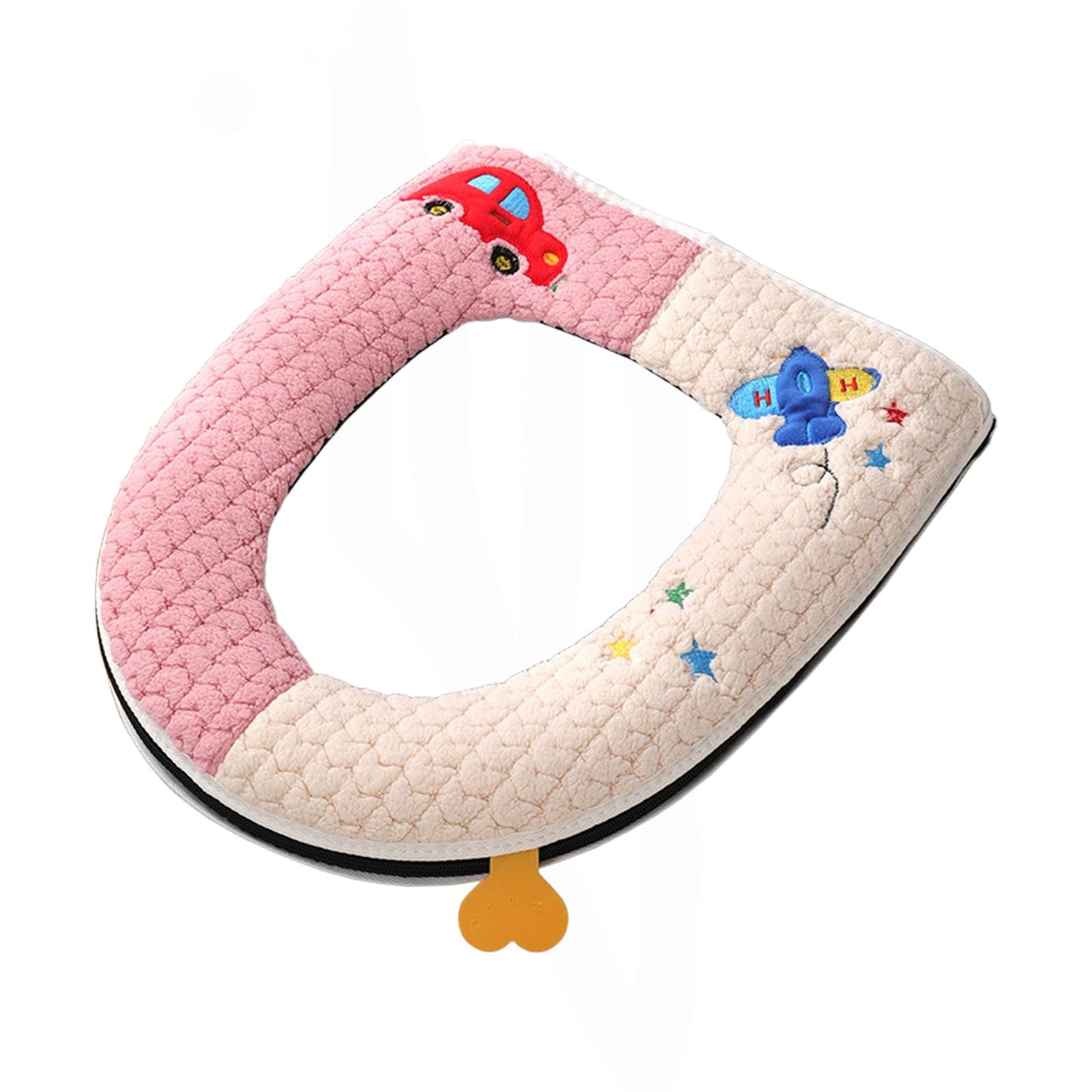 Warm Toilet Seat Cover with Handle for Bathroom (Pink Alpaca) | Thicker Soft Plush Toilet Seat Cover Pad, Easy Installation & Washable