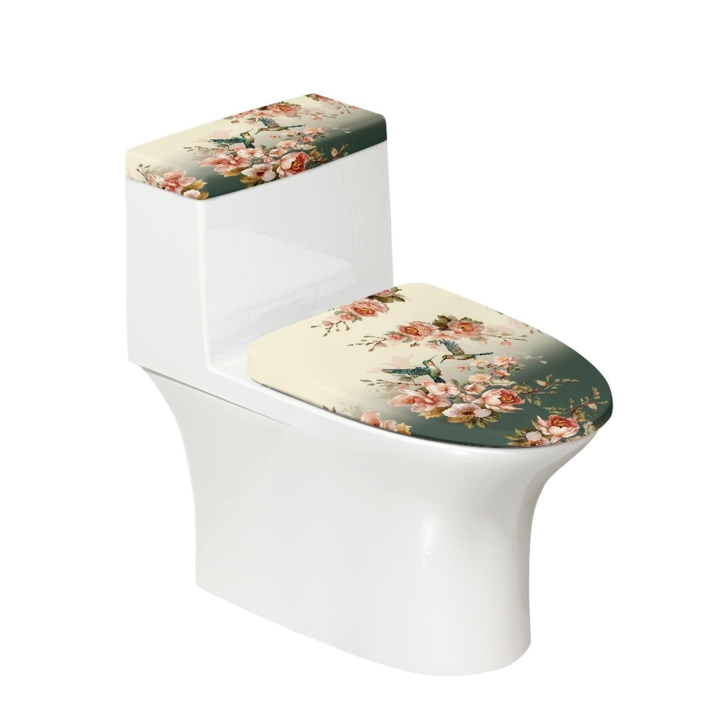 GLENLCWE Green Palm Toilet Cover and Tank Lid Protector,Soft 2-Piece Toilet Cover Cover Set,Durable Protective Cover with Elastic Edge