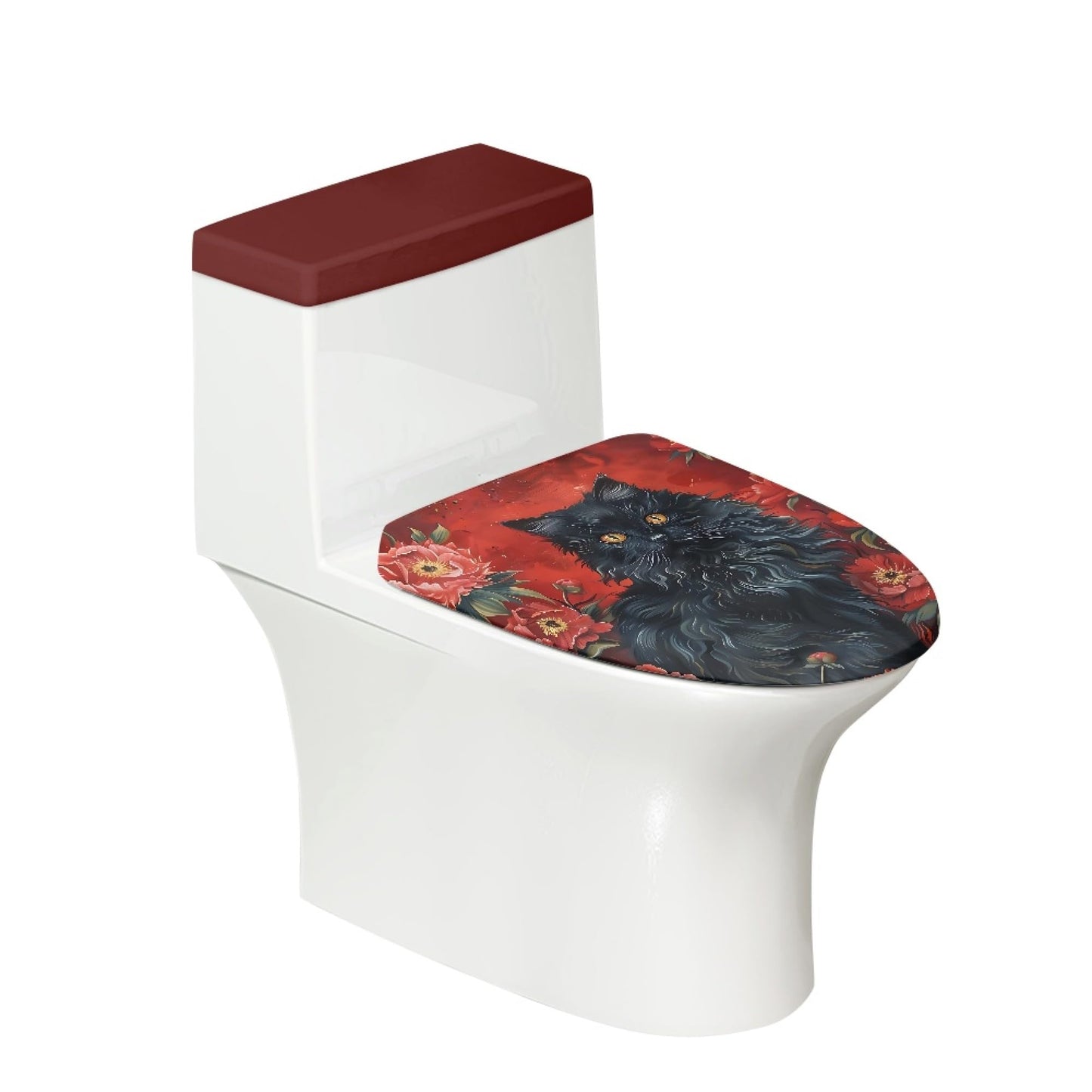 Set of 2 Adorable Cat Toilet Lid Tank Cover Velvet Home blue white