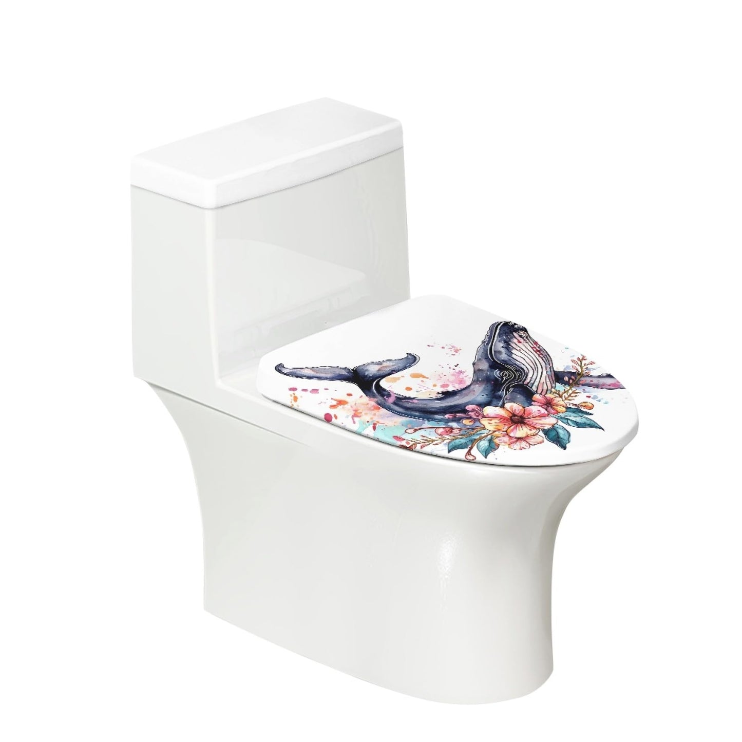 Japanese Fish Set of 2 Toilet Lid and Tank Cover Home Art Orange Pink