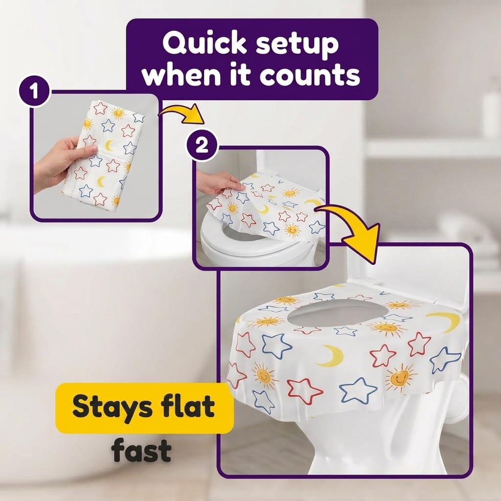 Mighty Clean Baby 22-Pack Disposable Toilet Seat Covers - XL Waterproof Potty Covers for Toddlers, Kids & Adults - Travel, Public Restrooms, Airplane, Potty Training