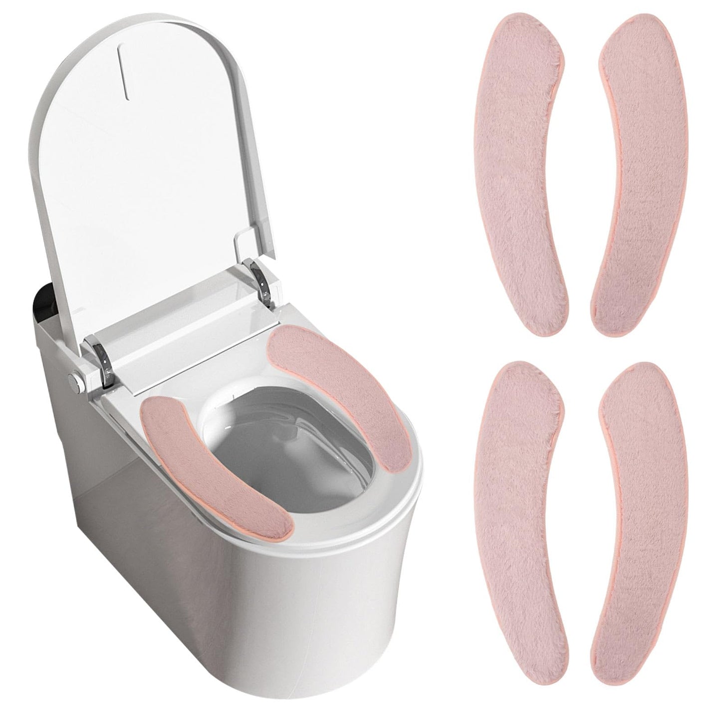 Flannel Elongated Toilet Seat Cushion Warmer, Soft Padded Toilet Seat Covers Washable Lid Cushioned Pad with Memory Foam Reusable Adhesive for Seniors Bathroom Winter A
