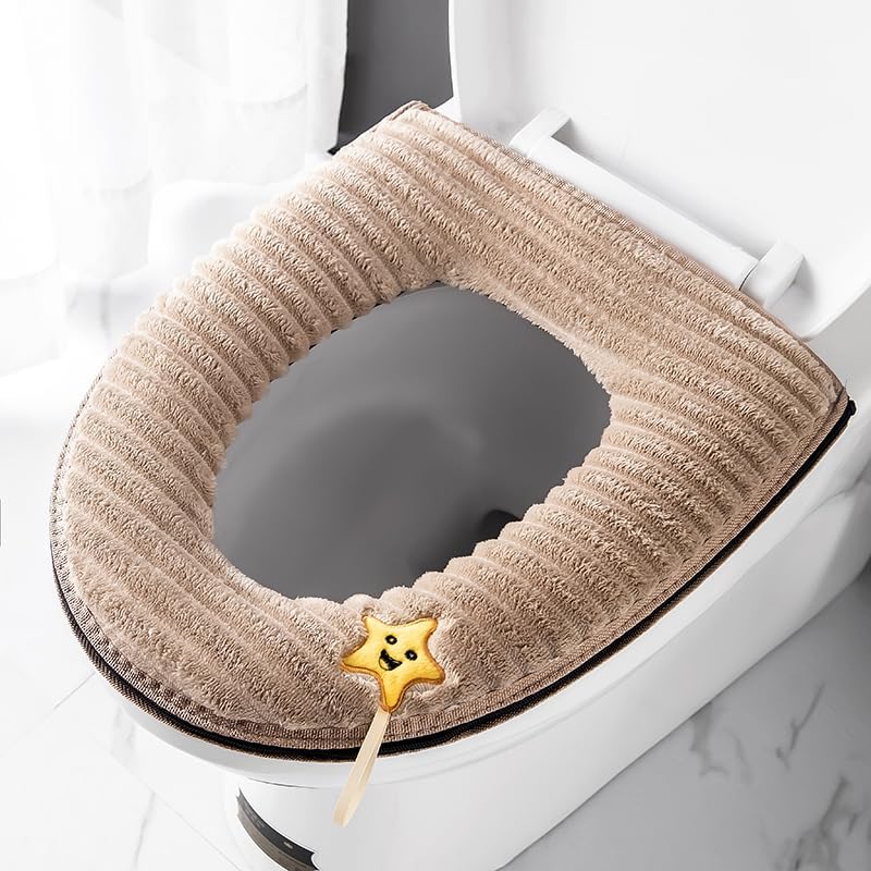 2 Pieces Thicker Bathroom Soft Toilet Seat Cover Pad with Handle Toilet Lid Cover Cushion Soft Thicker Washable Fits All Oval Toilet Seats