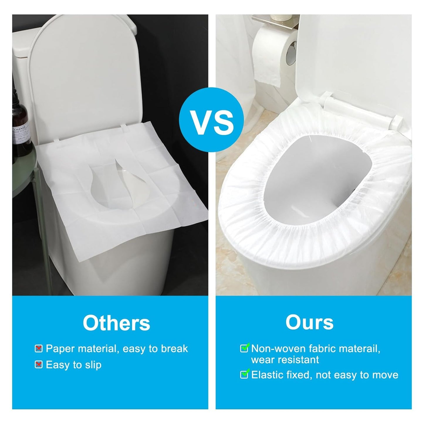 100 Pack Disposable Toilet Seat Cover | Waterproof, Non-Woven Fabric, For Travel, Outing, Hotel, Hospital, Public Toilet, Individual Package