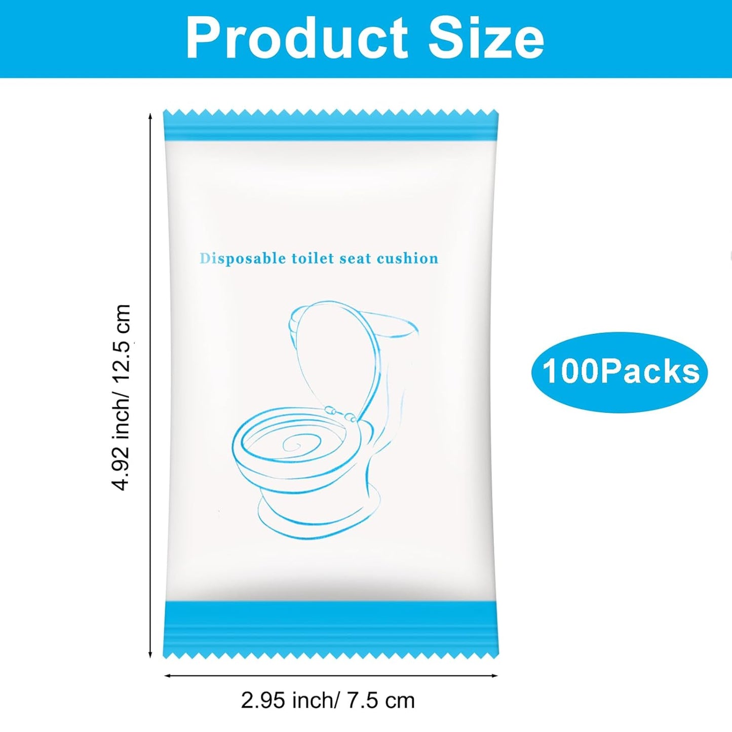 100 Pack Disposable Toilet Seat Cover | Waterproof, Non-Woven Fabric, For Travel, Outing, Hotel, Hospital, Public Toilet, Individual Package