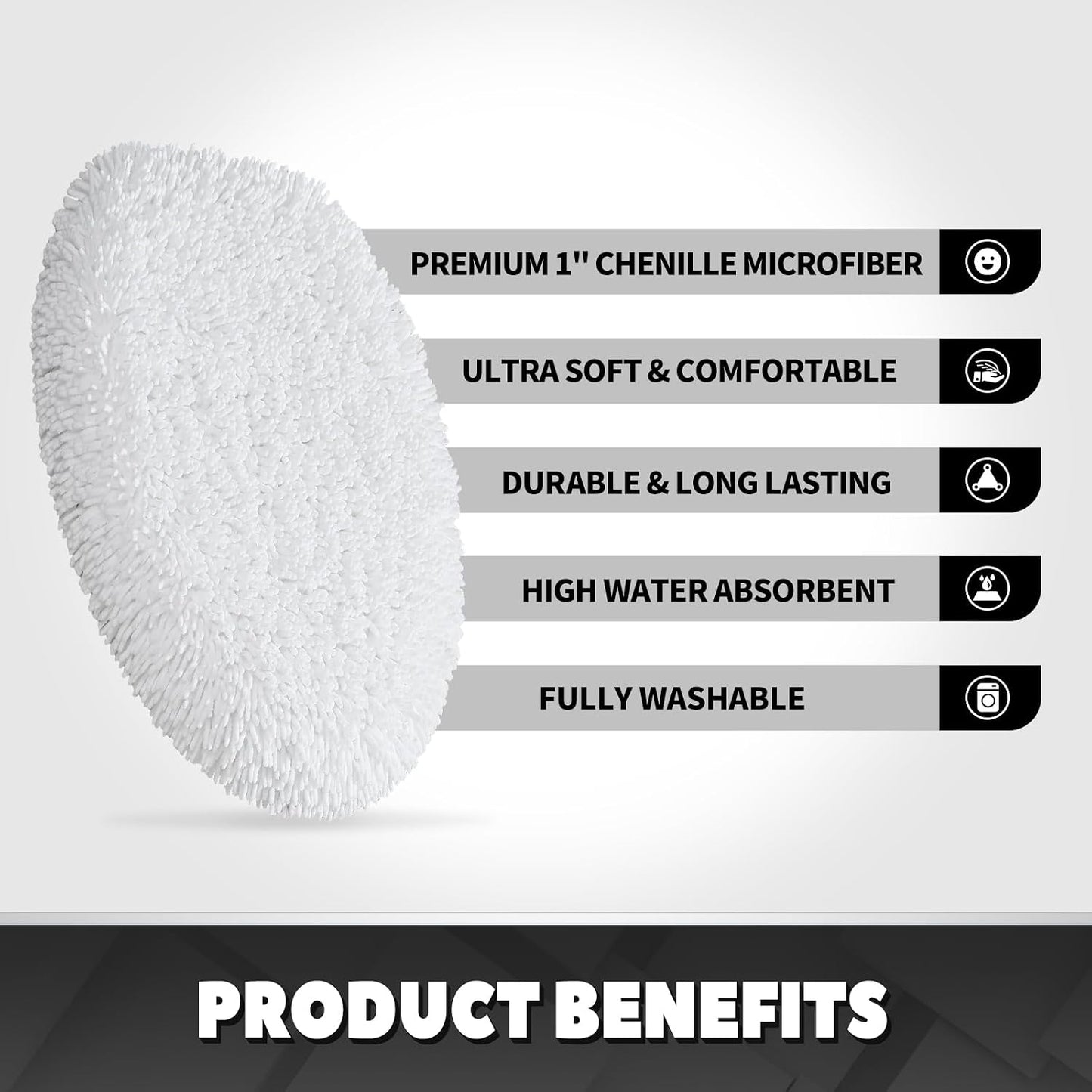 TREETONE Ultra Soft Chenille Bathroom Toilet Lid Cover, 19x21 Inches, White | Absorbent Standard Seat Covers for Bathroom, Accessories Decor, Fits Most Round, Elongated and Oblong Lids, Machine Washable