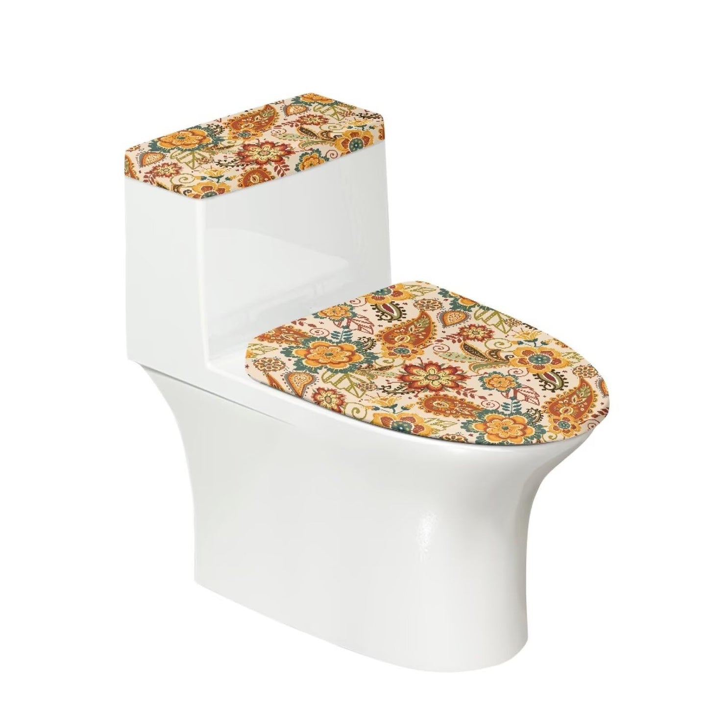 GLENLCWE Green Palm Toilet Cover and Tank Lid Protector,Soft 2-Piece Toilet Cover Cover Set,Durable Protective Cover with Elastic Edge