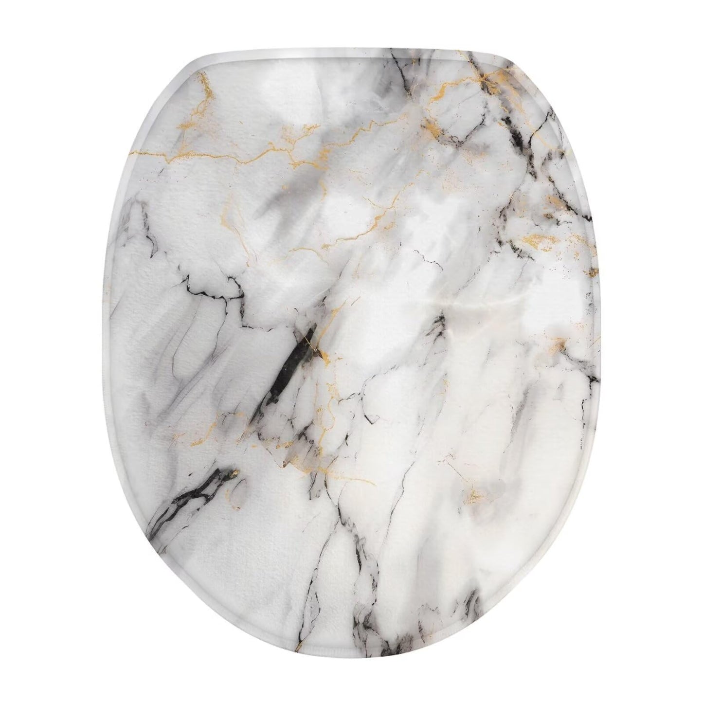 chaqlin Toilet Lid Cover Blue Marble Absorbent Flannel Oval Toilet Seat Covers for Bathroom, Washable Accessories Decor, Stretchable