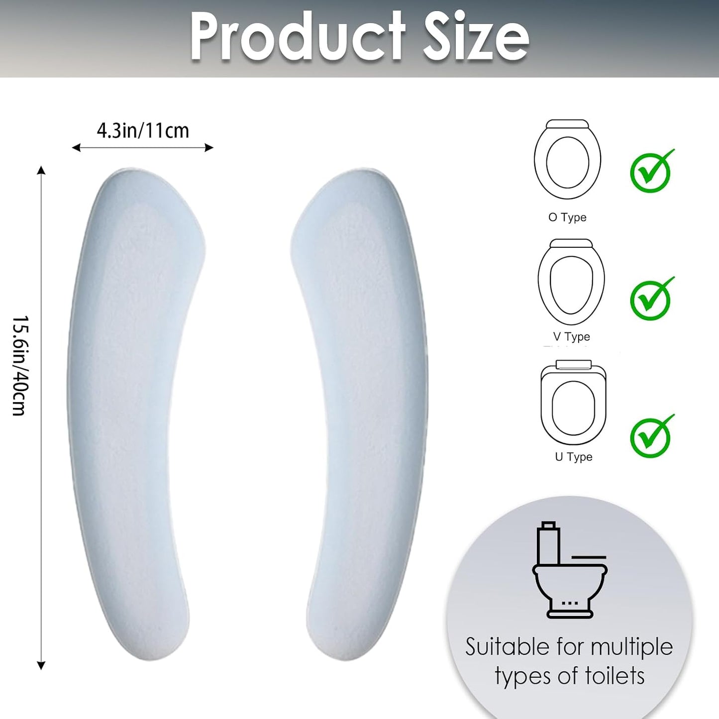 Thick and Elastic Toilet Seat Cover – Washable & Reusable with Double-Sided Hook and Loop Fastener for Easy Attachment – Cushioned Mat with Thick Sponge for Extra Comfort (Blue)