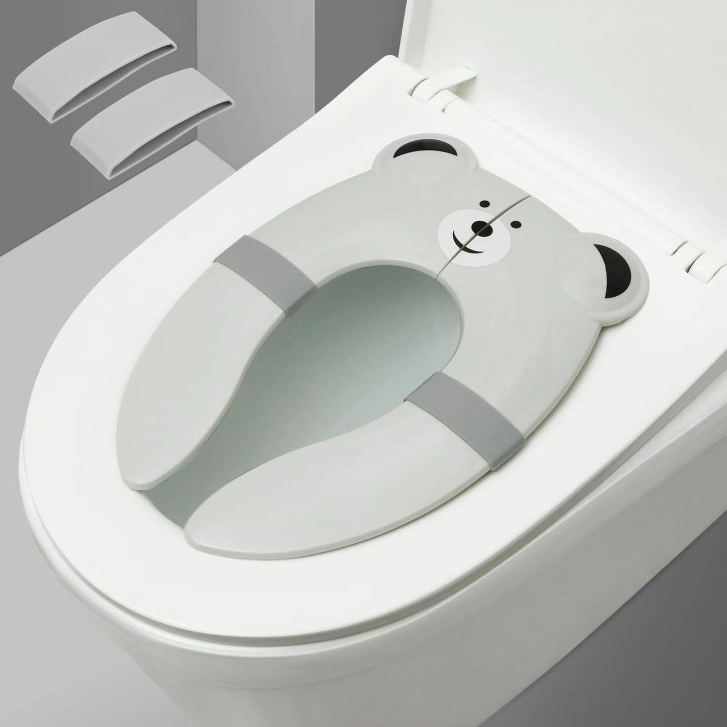 PandaEar Toilet Seat Cover | Folding Travel Toilet Seat for Children and Potty Training | Portable Silicone Toilet Seat for Toddlers, Boys & Girls with Non-Slip Silicone Pads -Panda