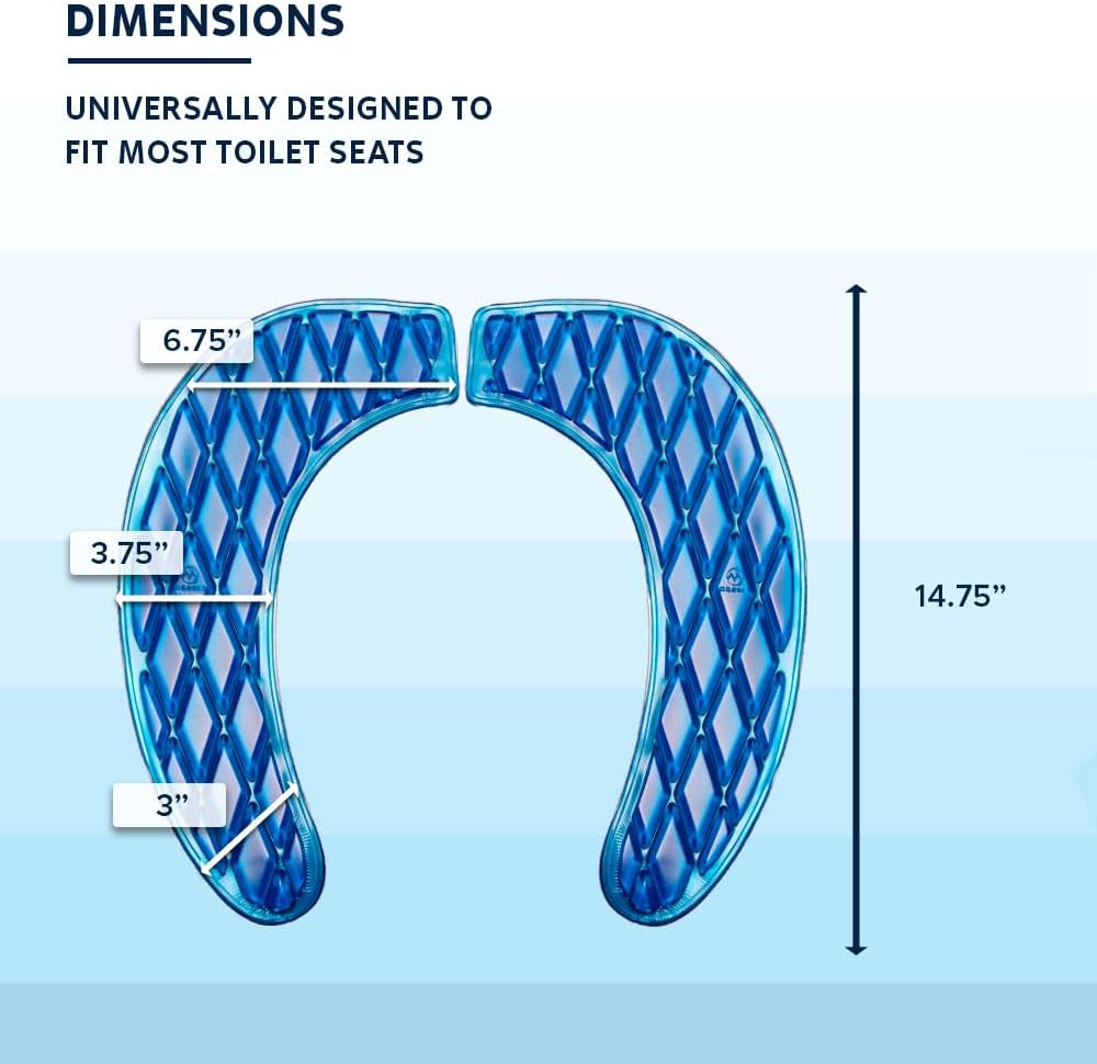 Morvat Gel Toilet Seat Cushion, Washable Padded Riser Cushion for Toilets & Commode Chair, Maximum Pain Relief Comfort & Support, Adhesive Raised Donut Pad for Elderly & Handicapped, Blue, Elongated