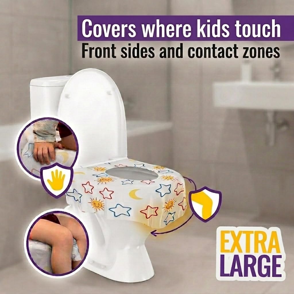 Mighty Clean Baby 22-Pack Disposable Toilet Seat Covers - XL Waterproof Potty Covers for Toddlers, Kids & Adults - Travel, Public Restrooms, Airplane, Potty Training