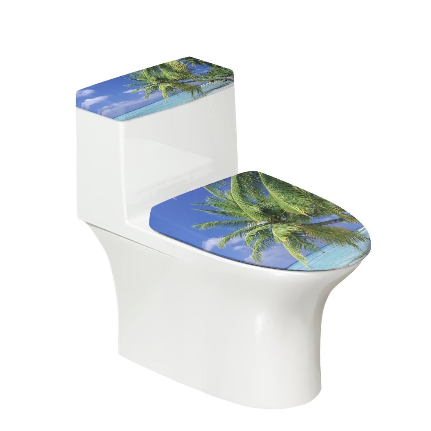 GLENLCWE Green Palm Toilet Cover and Tank Lid Protector,Soft 2-Piece Toilet Cover Cover Set,Durable Protective Cover with Elastic Edge