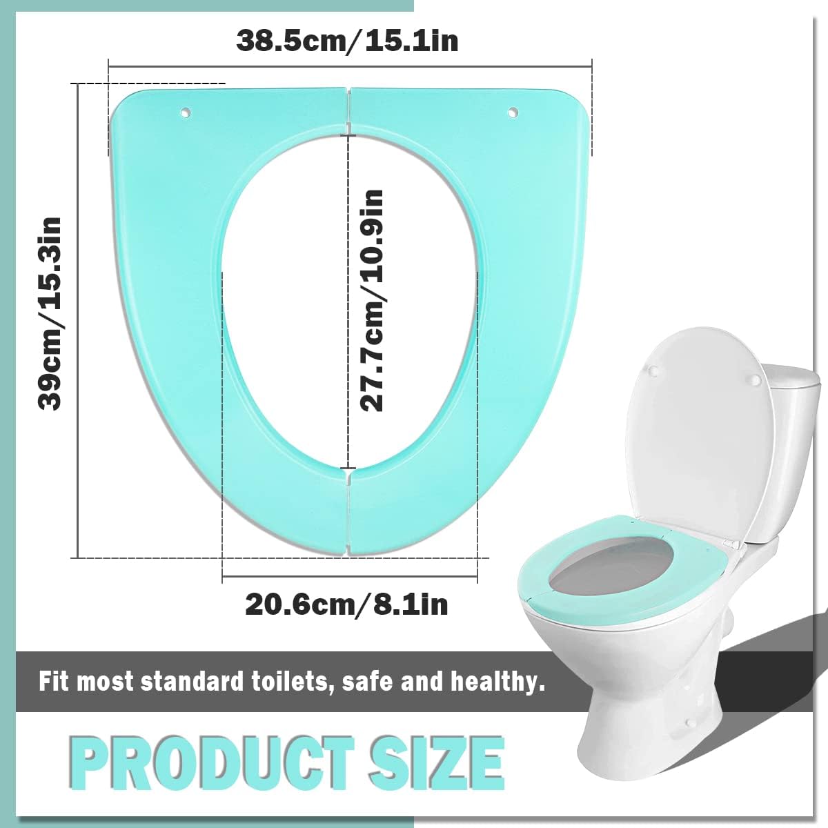 Adult Folding Toilet Pad Toilet Seat Plastic Toilet Cushion Washable Foldable Portable Toilet Seat Cover for Home Travel Office (Green)