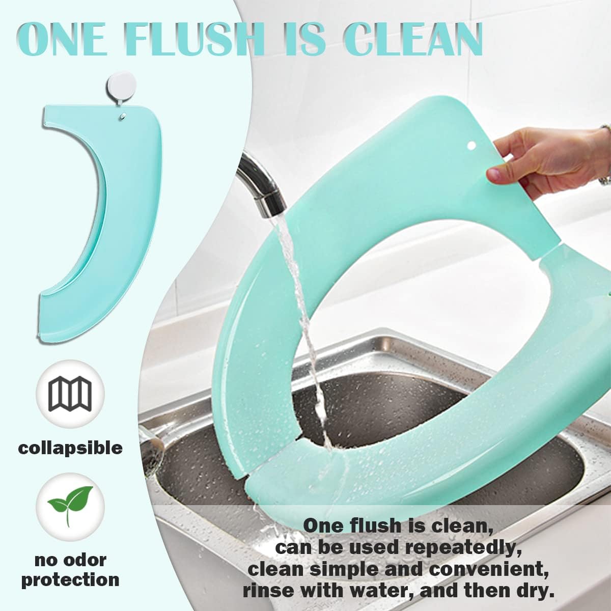 Adult Folding Toilet Pad Toilet Seat Plastic Toilet Cushion Washable Foldable Portable Toilet Seat Cover for Home Travel Office (Green)